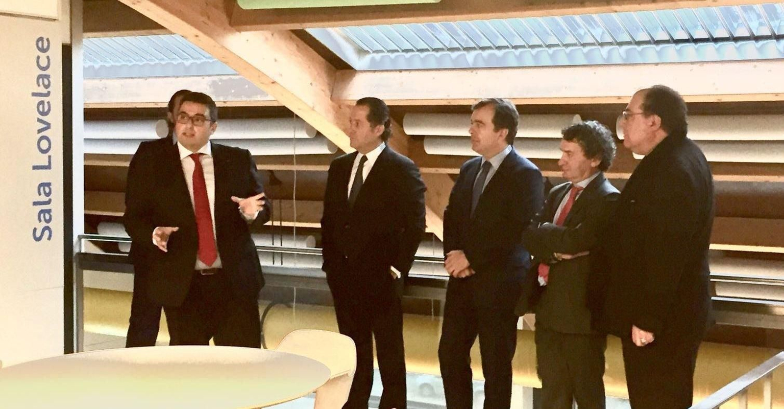 Pablo Mateo, Juan Carlos Escotet, Francisco Botas, Eduardo Aldao y Miguel Ángel Escotet en la presentación de Abanca Innova.