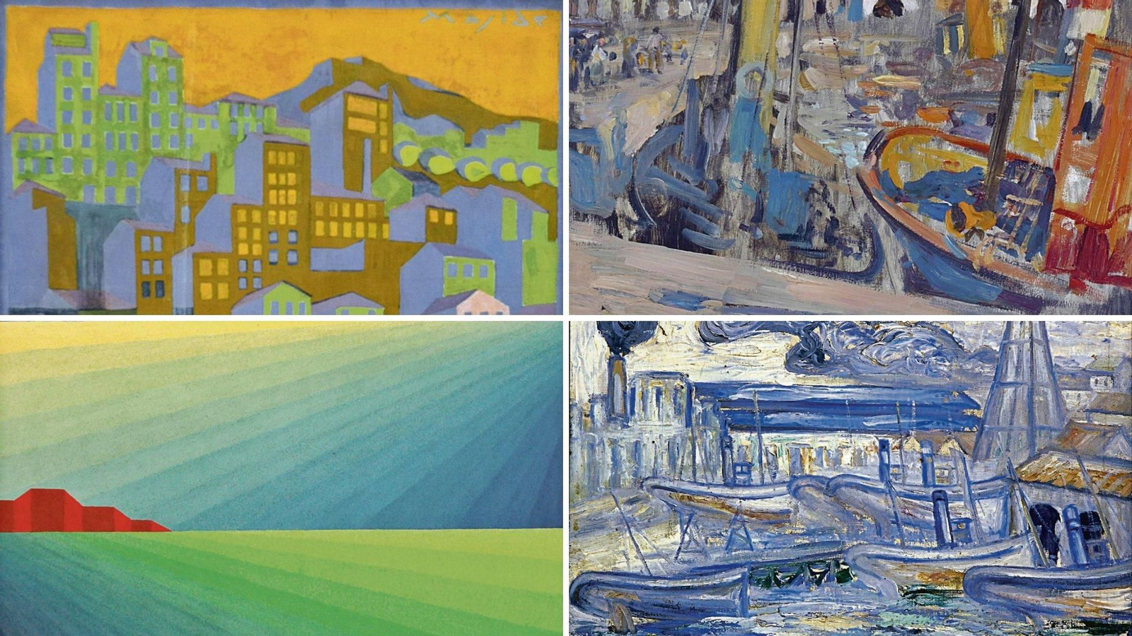 “Illas Cíes”, de José Lodeiro y “Asteleiros de Bouzas”, de Virxilio Blanco están en la sala de la exposición permanente del Museo de Pontevedra.