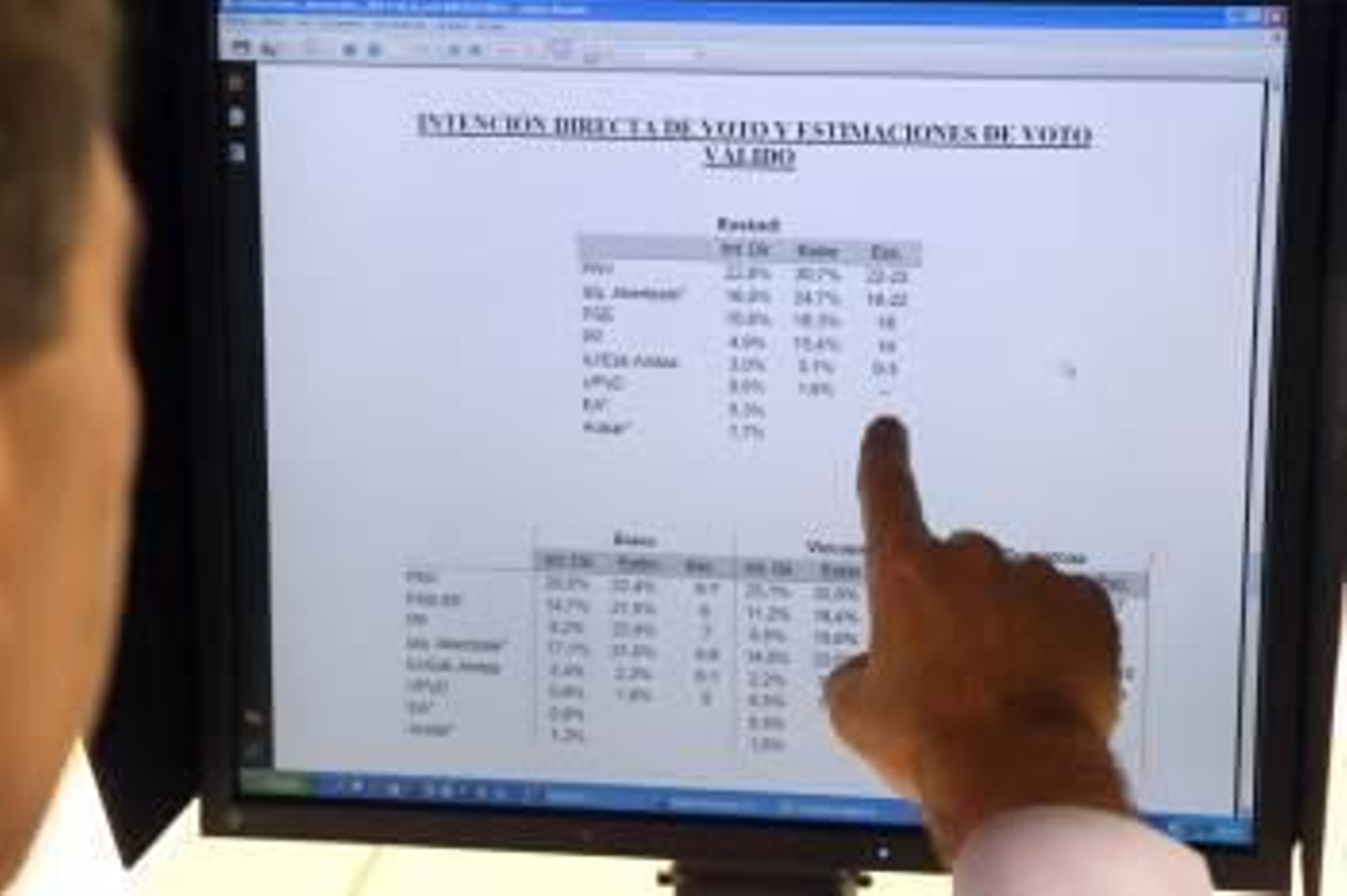 Una persona revisa los datos del Euskobarómetro en la pantalla del ordenador. (Foto: LUIS TEJIDO)