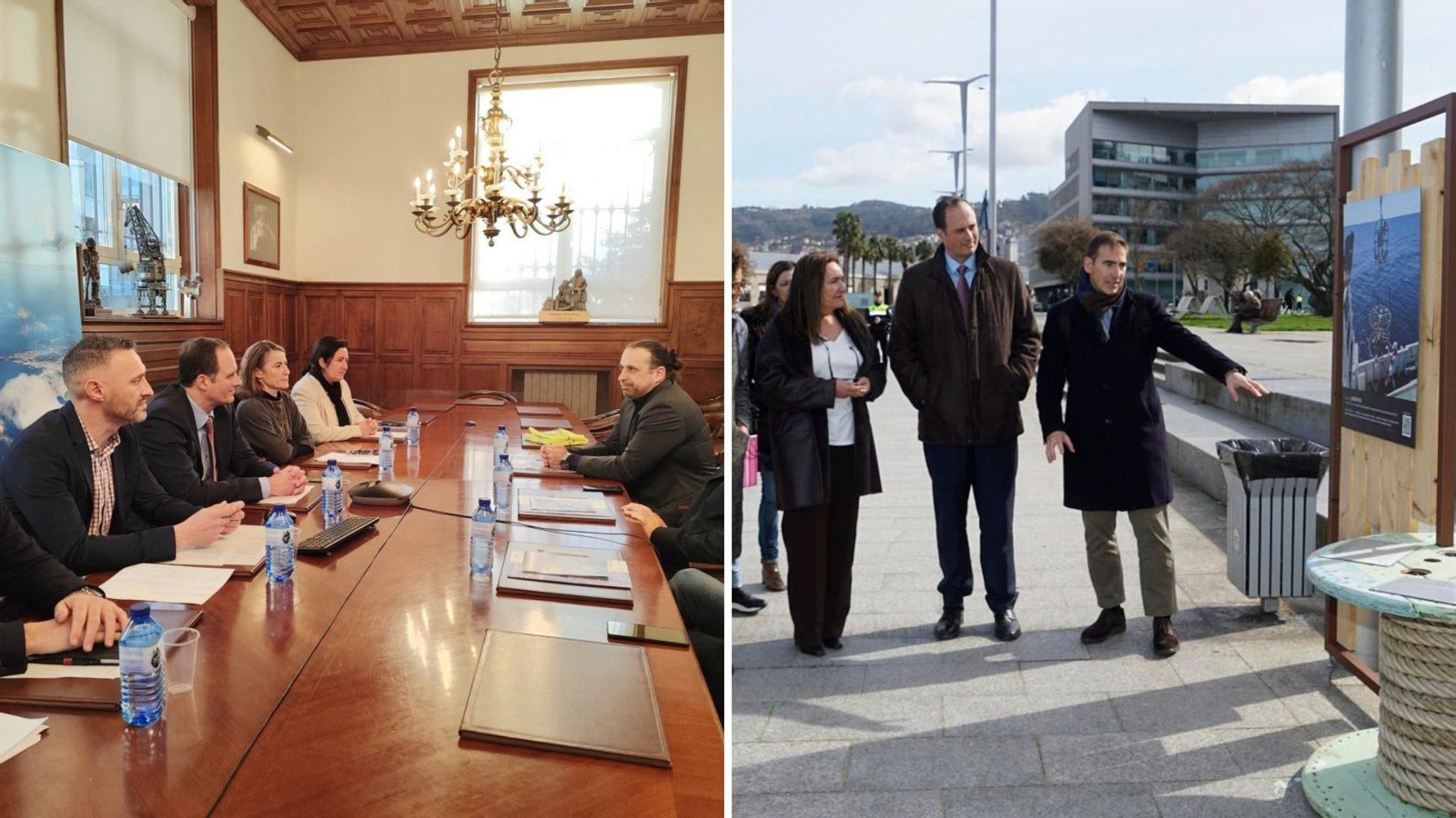 Las direcciones de los puertos de Vigo y Dawson, en Argentina, ayer en la reunión mantenida y 
la exposición fotográfica en las Avenidas sobre el Programa Pleamar.