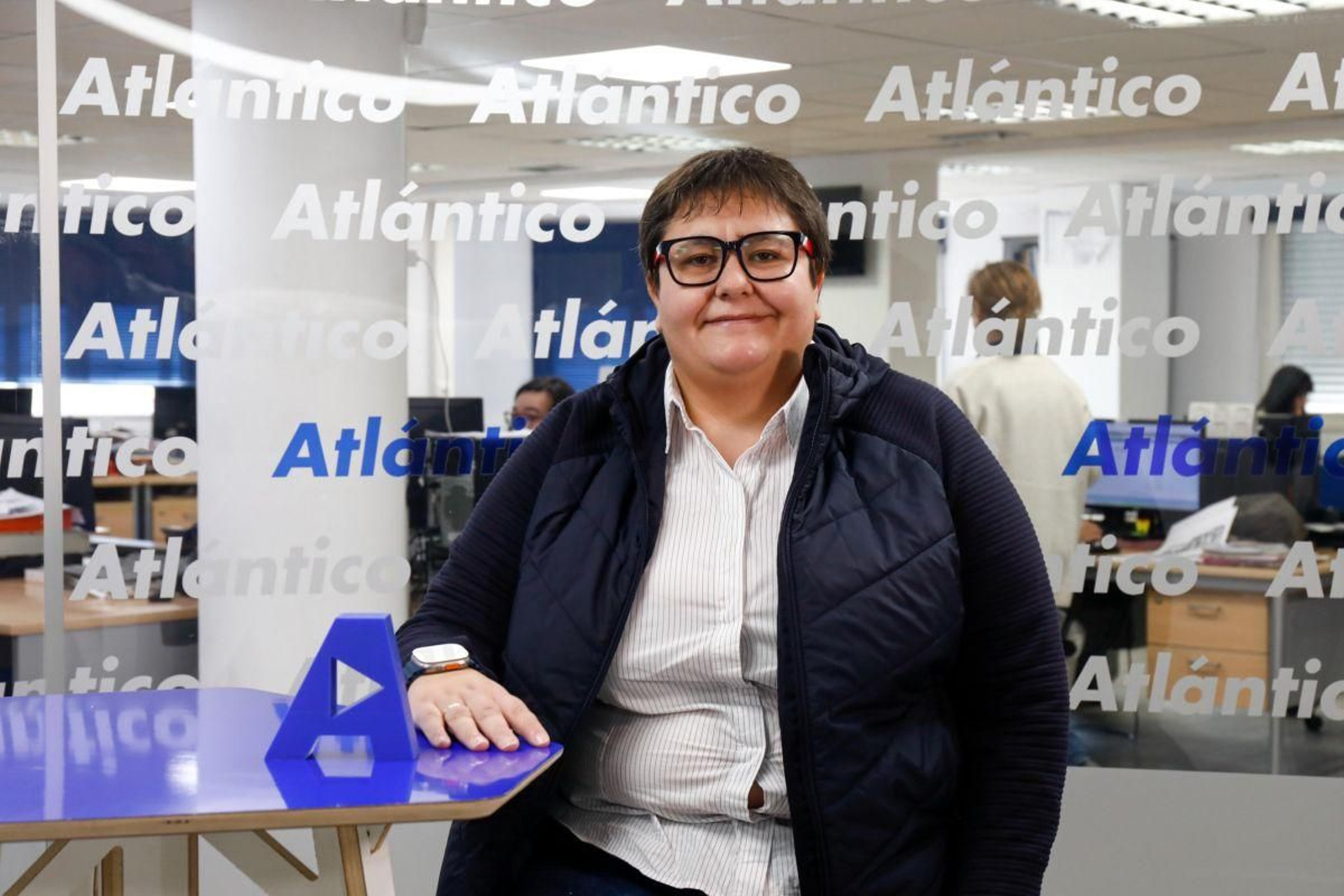 Iria Salvande, no set de Atlántico TV.