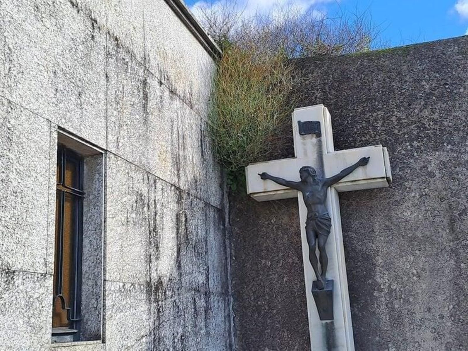 Maleza en uno de los muros.