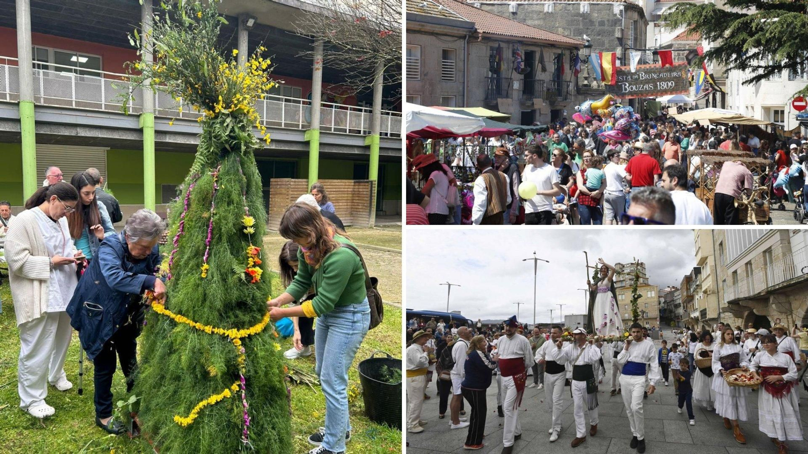 Abajo, la representación de Os Maios; arriba, A Brincadeira.