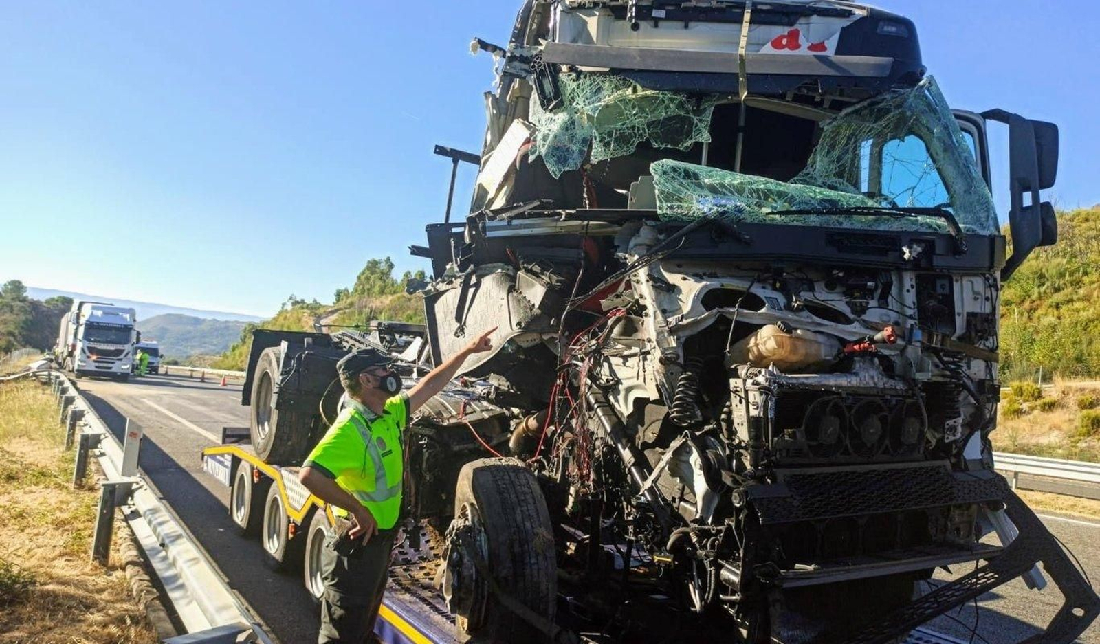 Uno de los camiones accidentados.