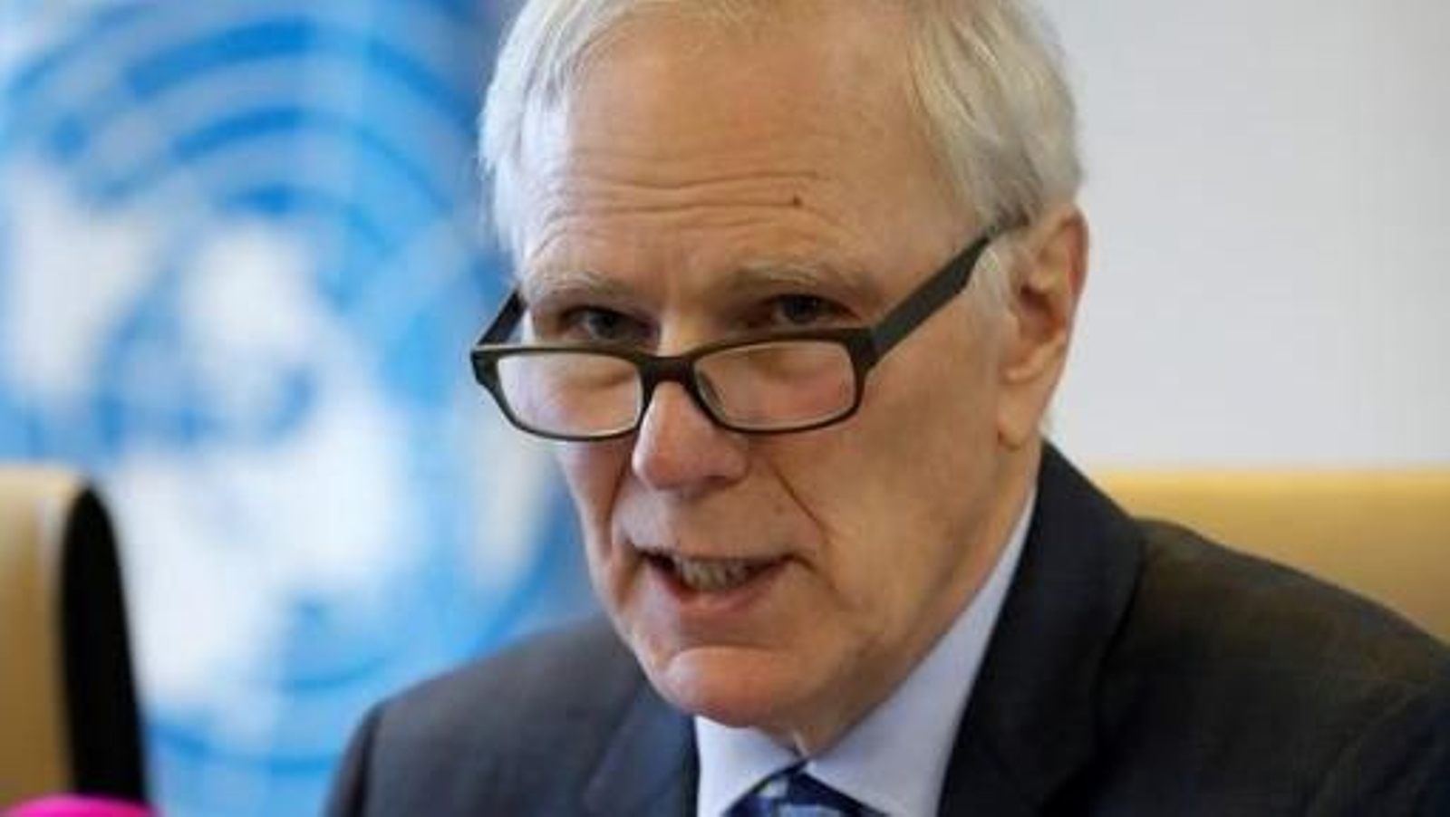 El relator de la ONU, Philip Alston, durante la conferencia de prensa que ofreció ayer en Madrid.