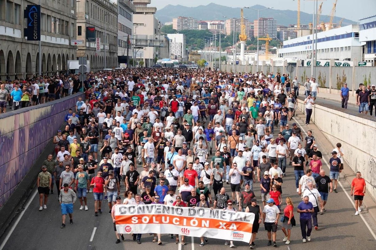 Cuarta jornada de la huelga del metal en Vigo.