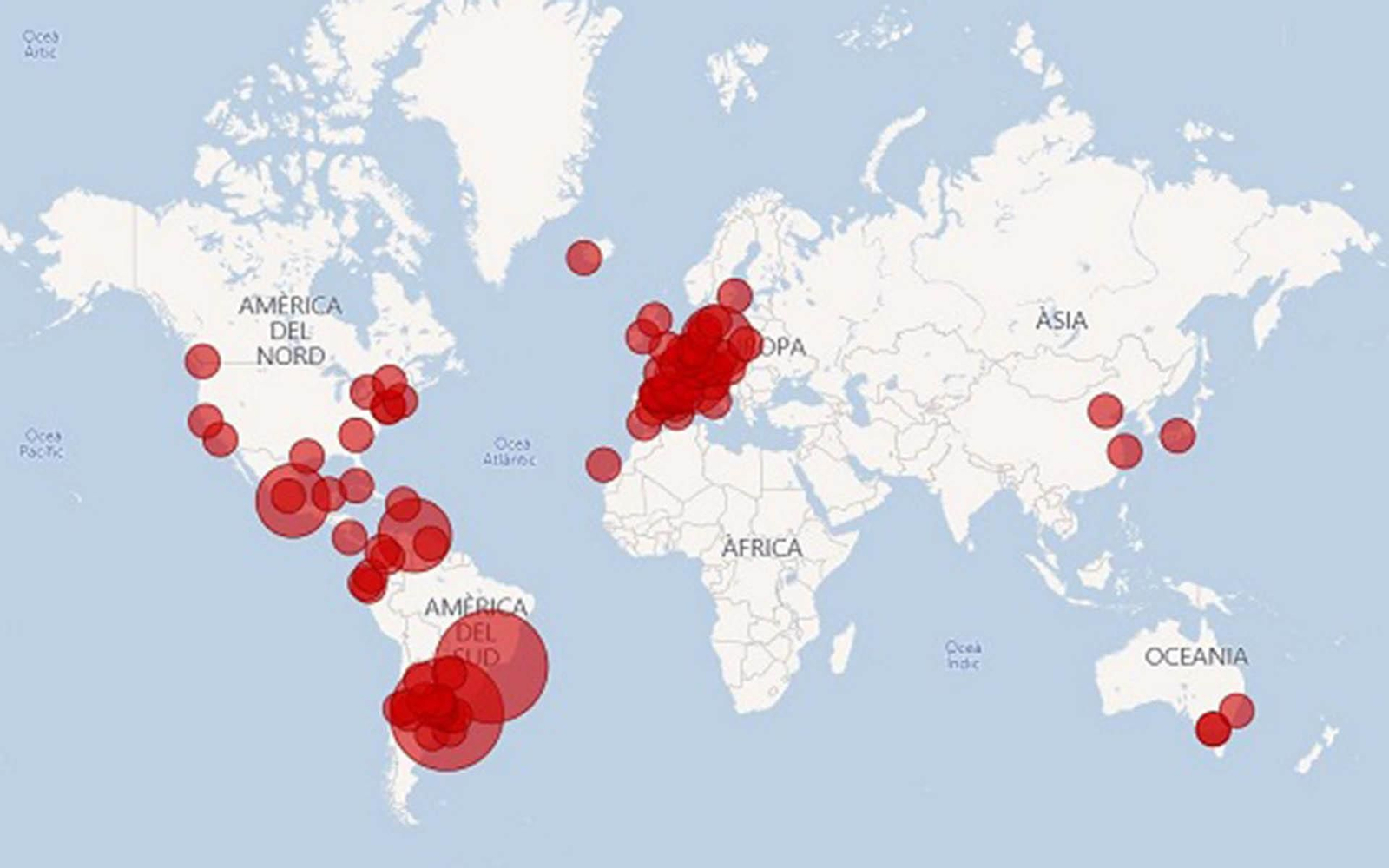 Mapa de los Centros Catalanes en el mundo