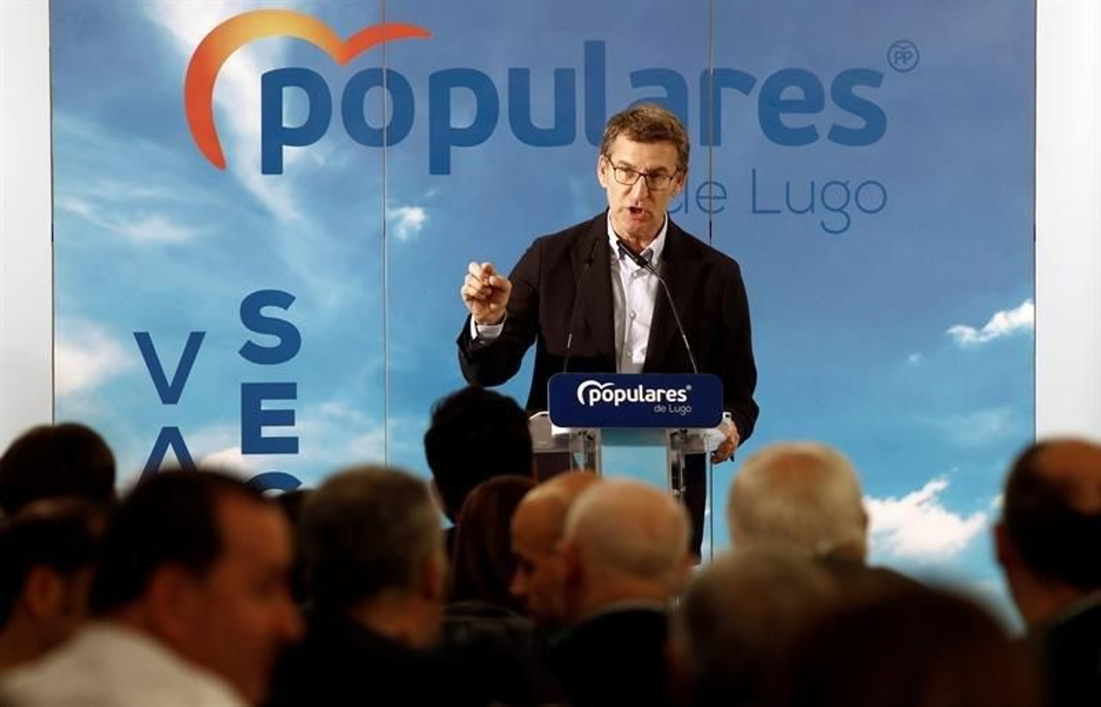 Núñez Feijóo, dirigiéndose a sus seguidores en un acto del PPdeG en Lugo.