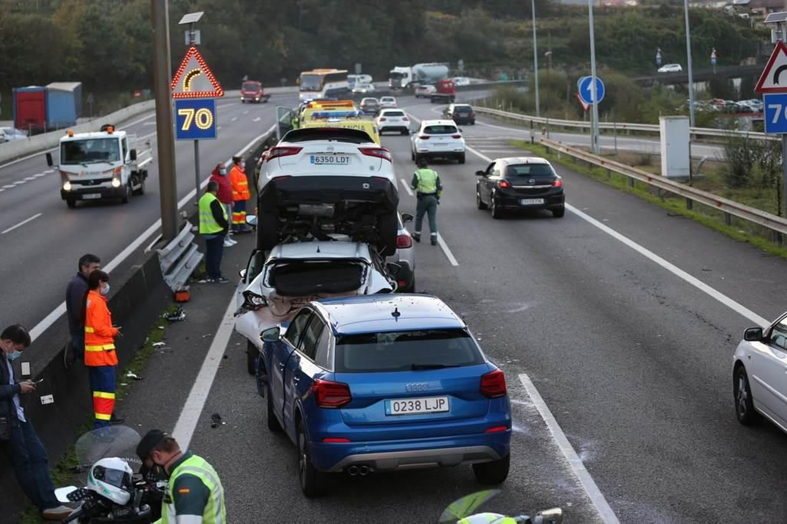 Accidente en la la autovía A55 en Mos 4