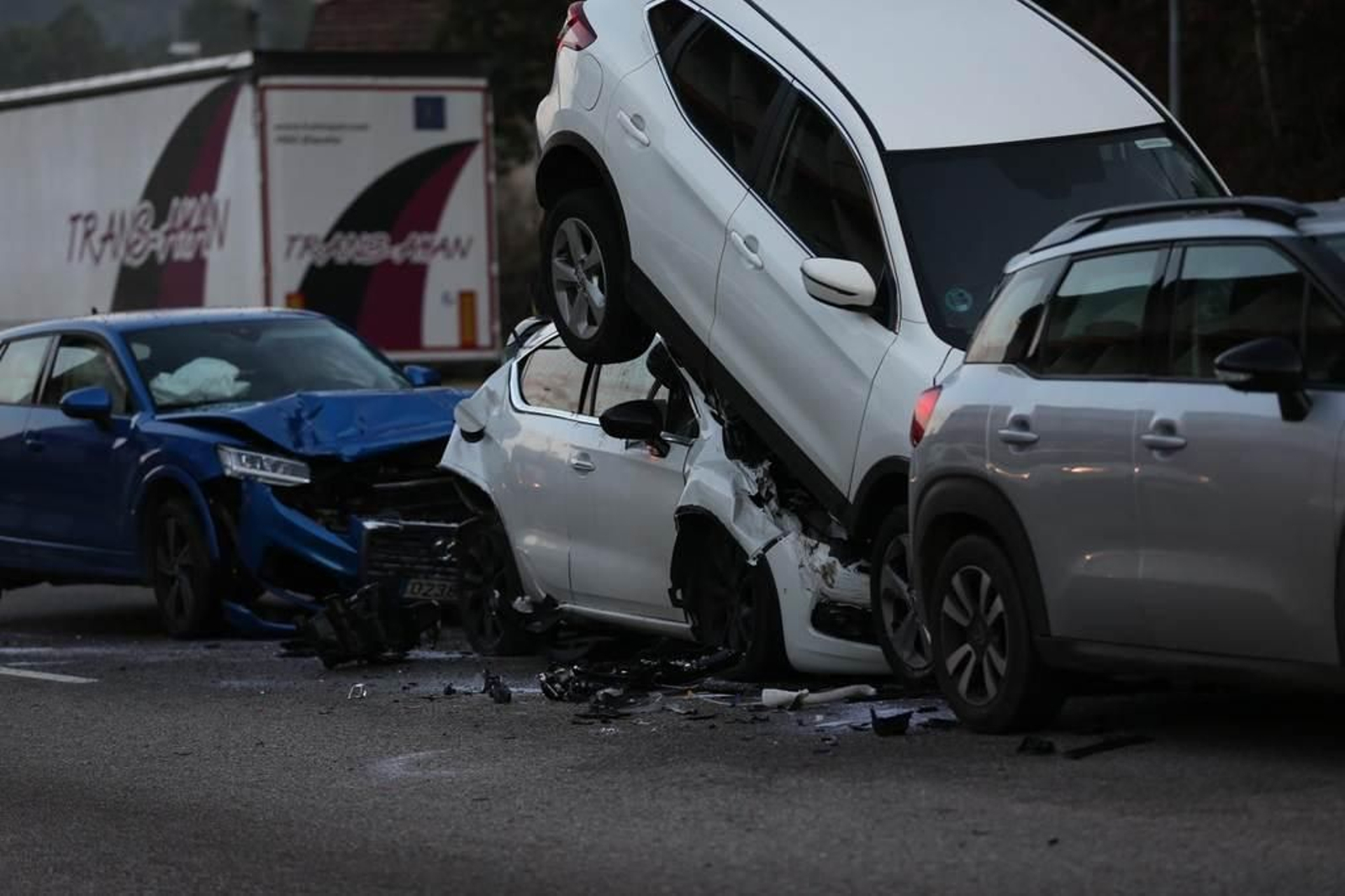 Accidente en la la autovía A55 en Mos 10