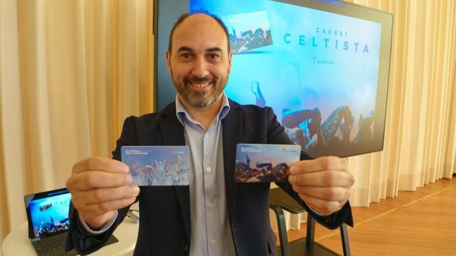 David González, director del Área Celtista, presentó ayer la campaña de abonados en la sede del club.