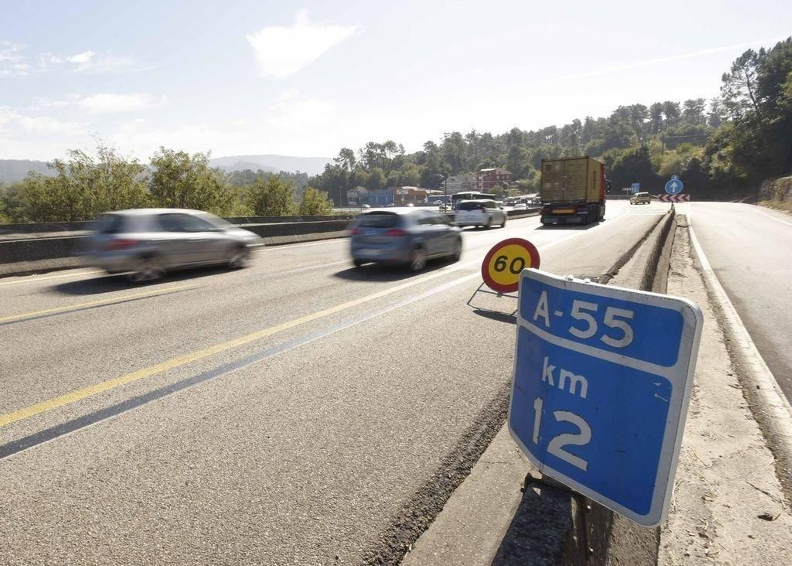 La autovía A-55, en su tramo en obras y donde se produce el mayor número de accidentes.