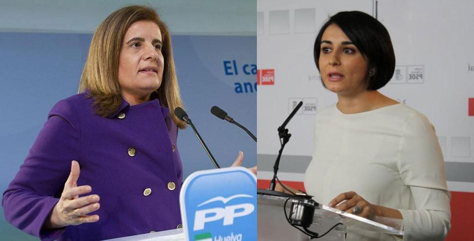 La ministra de Empleo y Seguridad Social, Fátima Báñez, y  la diputada del PSOE, Isabel Rodríguez.