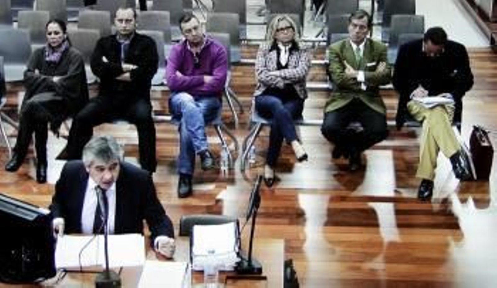 Fotografía tomada del monitor de la sala de prensa de la Audiencia de Málaga, en el juicio que se ha reanudado hoy, lunes 14 de enero