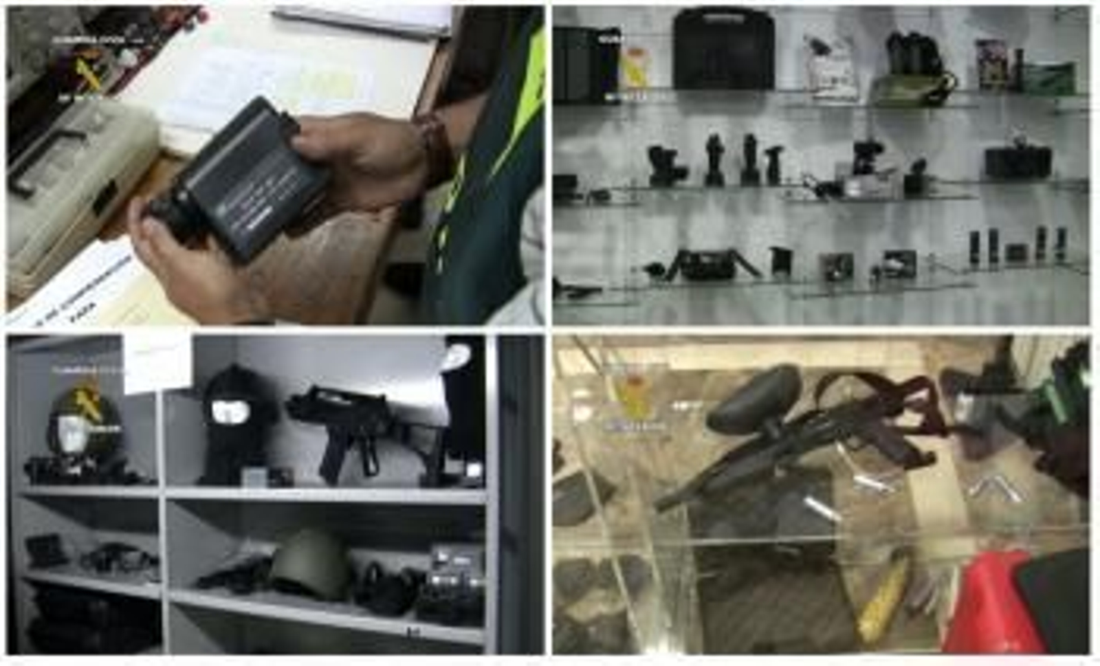 Fotografías facilitadas por la Guardia Civil que ha desarticulado, con la detención de tres personas, una red dedicada supuestamente al contrabando de material de defensa.