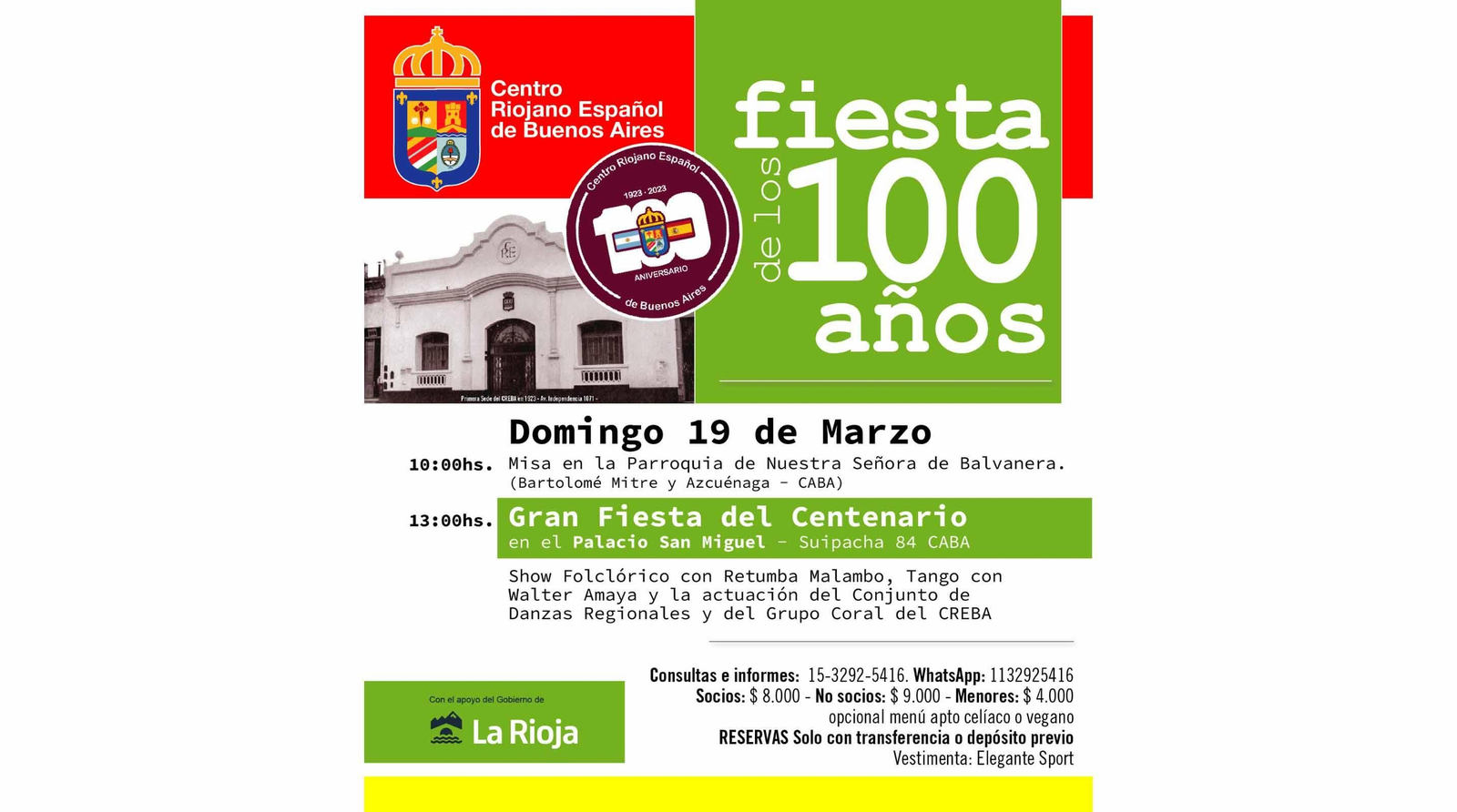 El Centro Riojano de Buenos Aires cumple 100 años