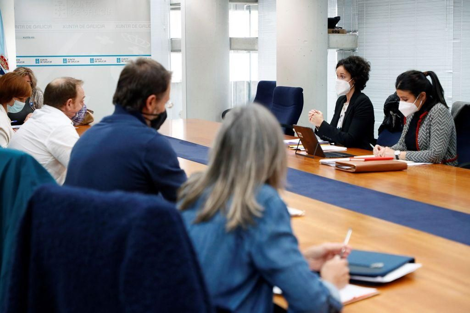 Los miembros del comite, durante la reunión con la Inspección de Trabajo.