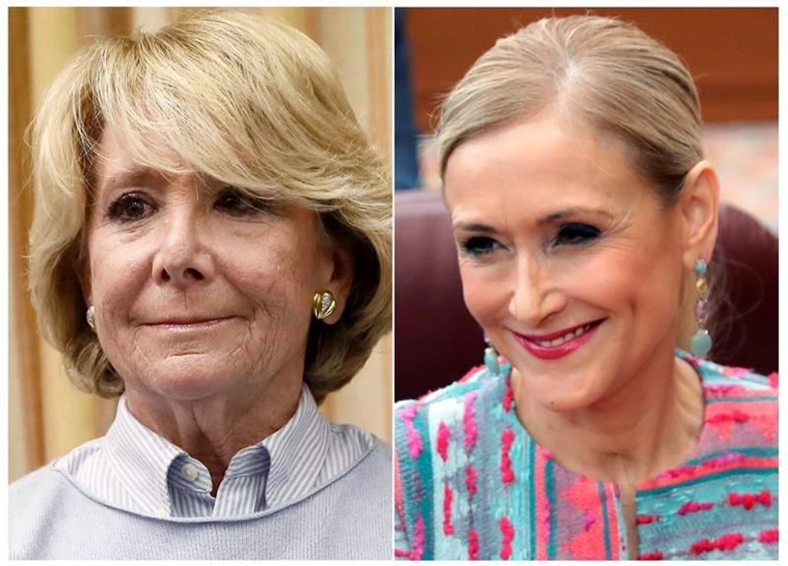Combo de fotografías de las expresidentas madrileñas Esperanza Aguirre (i) y Cristina Cifuentes