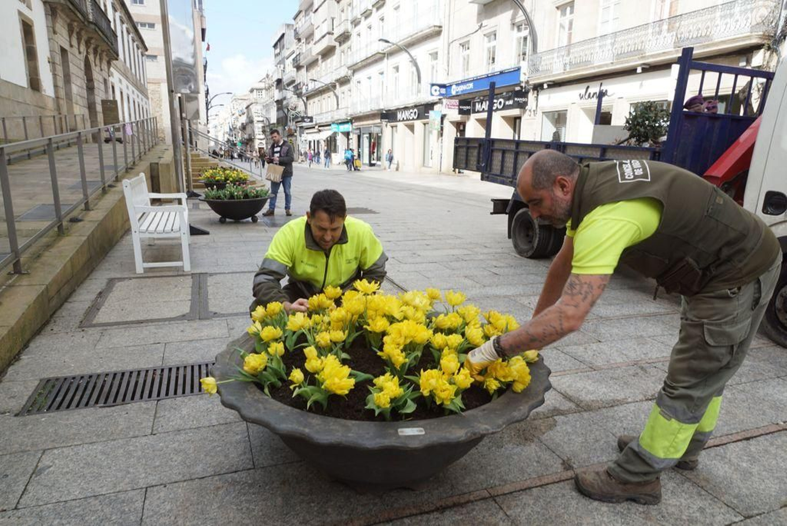 Las jardineras de la calle del Príncipe ante el Marco
