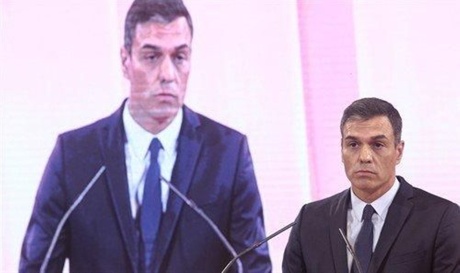 El presidente del Gobierno en funciones, Pedro Sánchez, durante su intervención en la presentación de la propuesta abierta de 'Programa común progresista'.