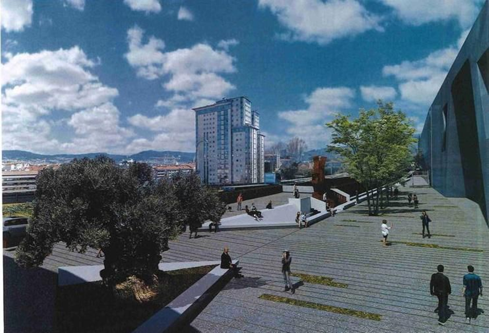 Infografía de cómo quedará la humanización de los espacios entre las dos nuevas estaciones.