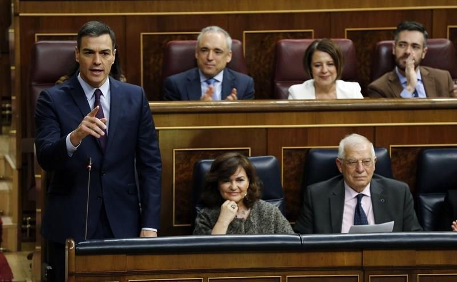 El presidente del gobierno Pedro Sánchez, durante su intervención en la penúltima sesión de control de la legislatura en el Congreso