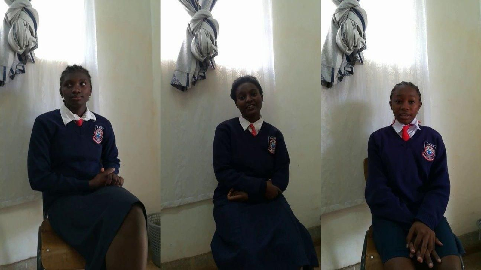 Sharlyne Luvembe, de 16 años; Ruth Imali, de 14 años y Abigail Sandra, de 16 años son tres de las beneficiadas con lo que recaude el musical de Aboal.