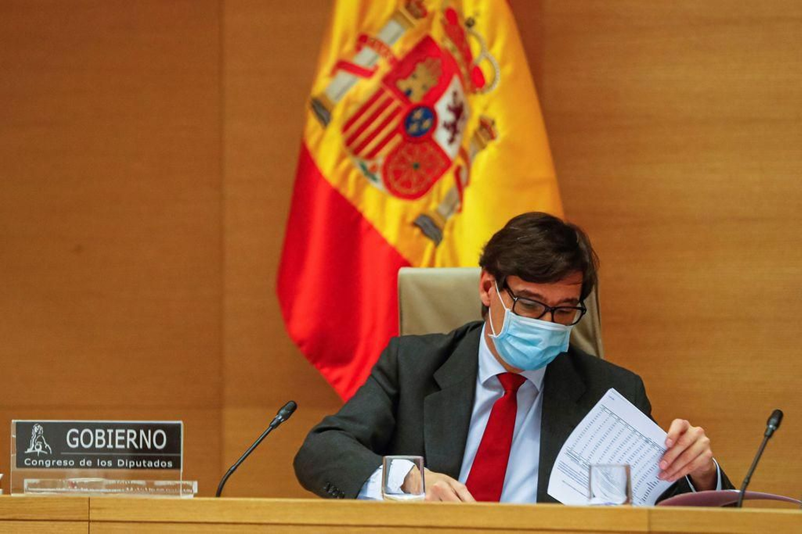 Salvador Illa, durante su comparecencia en comisión en el Congreso de los Diputados.