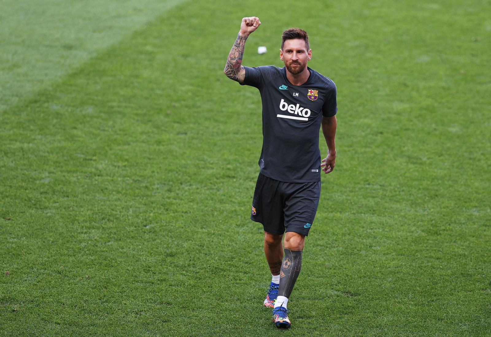Messi, en el entreno de ayer.
