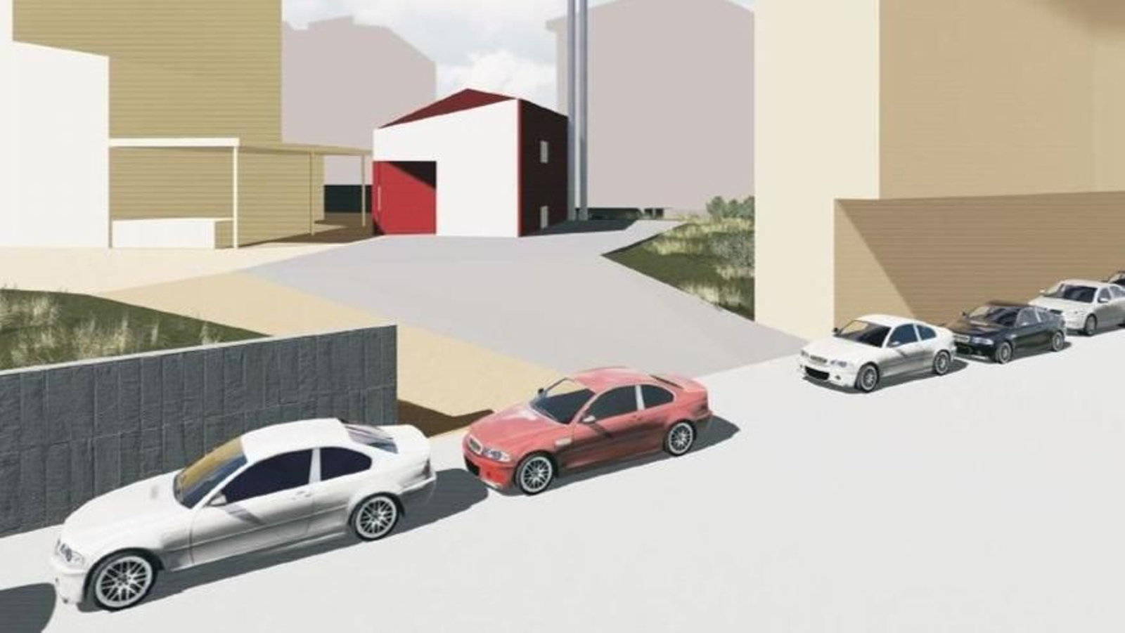 Infografía del proyecto de la central térmica de biomasa en el centro urbano de Ponteareas.