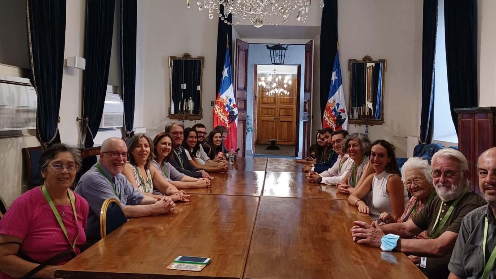 Rosa Pérez Garijo y Mariaje Pérez Galant en el Palacio de la Moneda