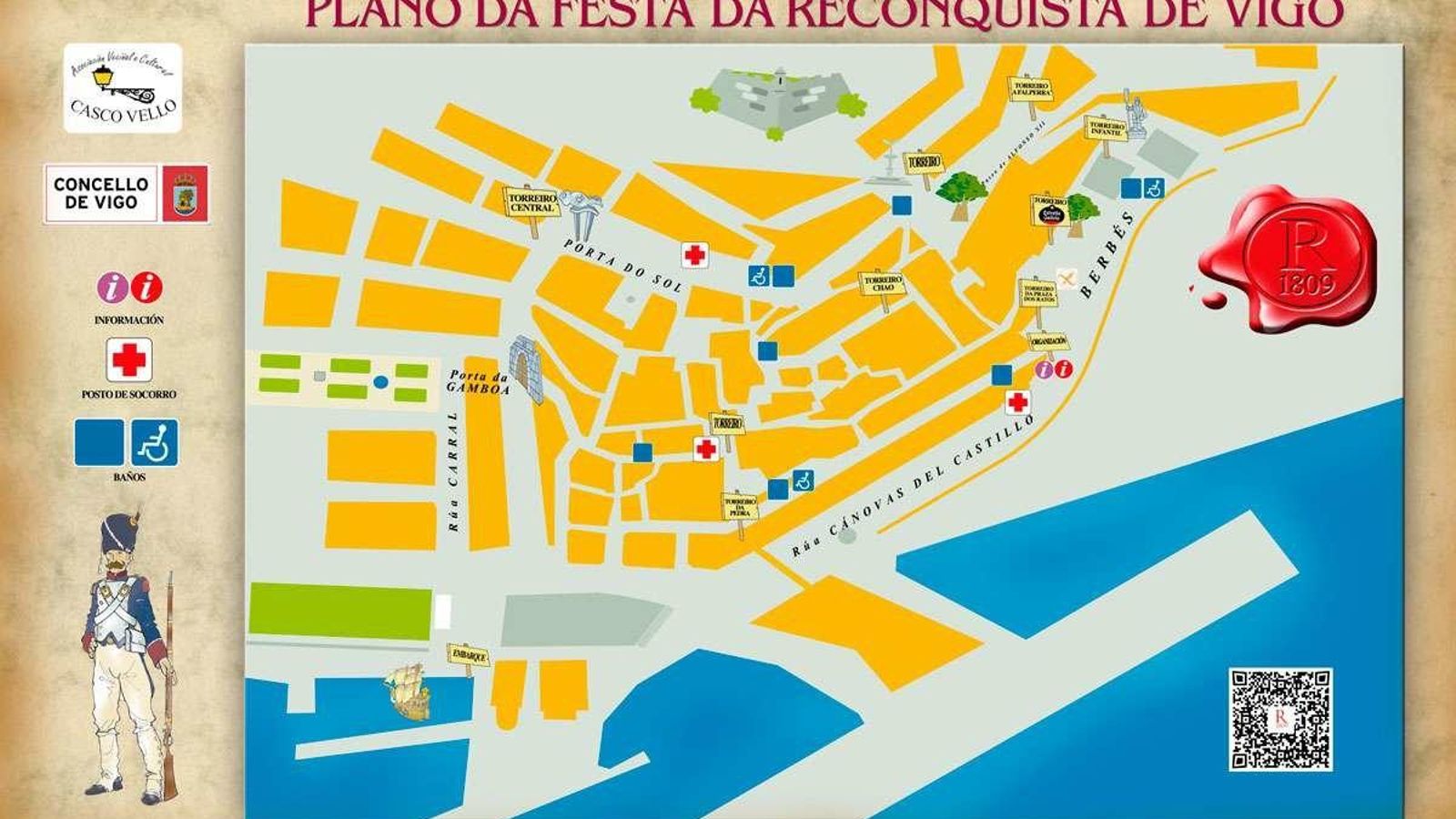 Plano de la Reconquista de Vigo.