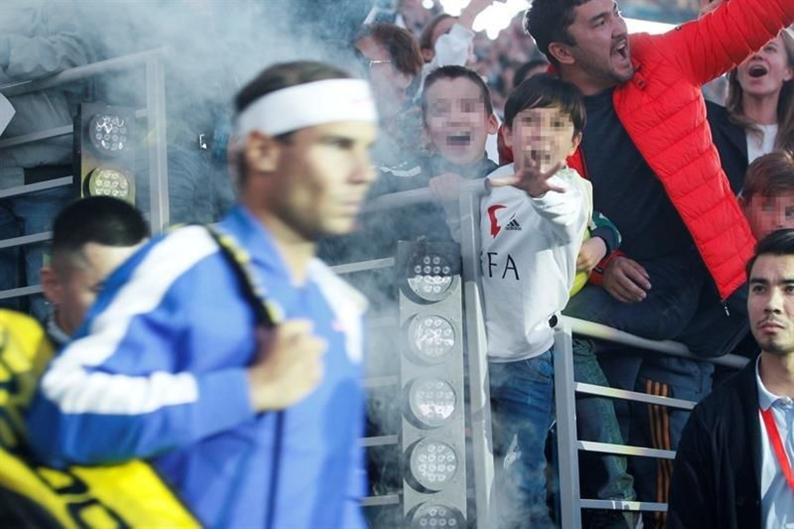 El tenista Rafael Nadal a su llegada al Barys Arena