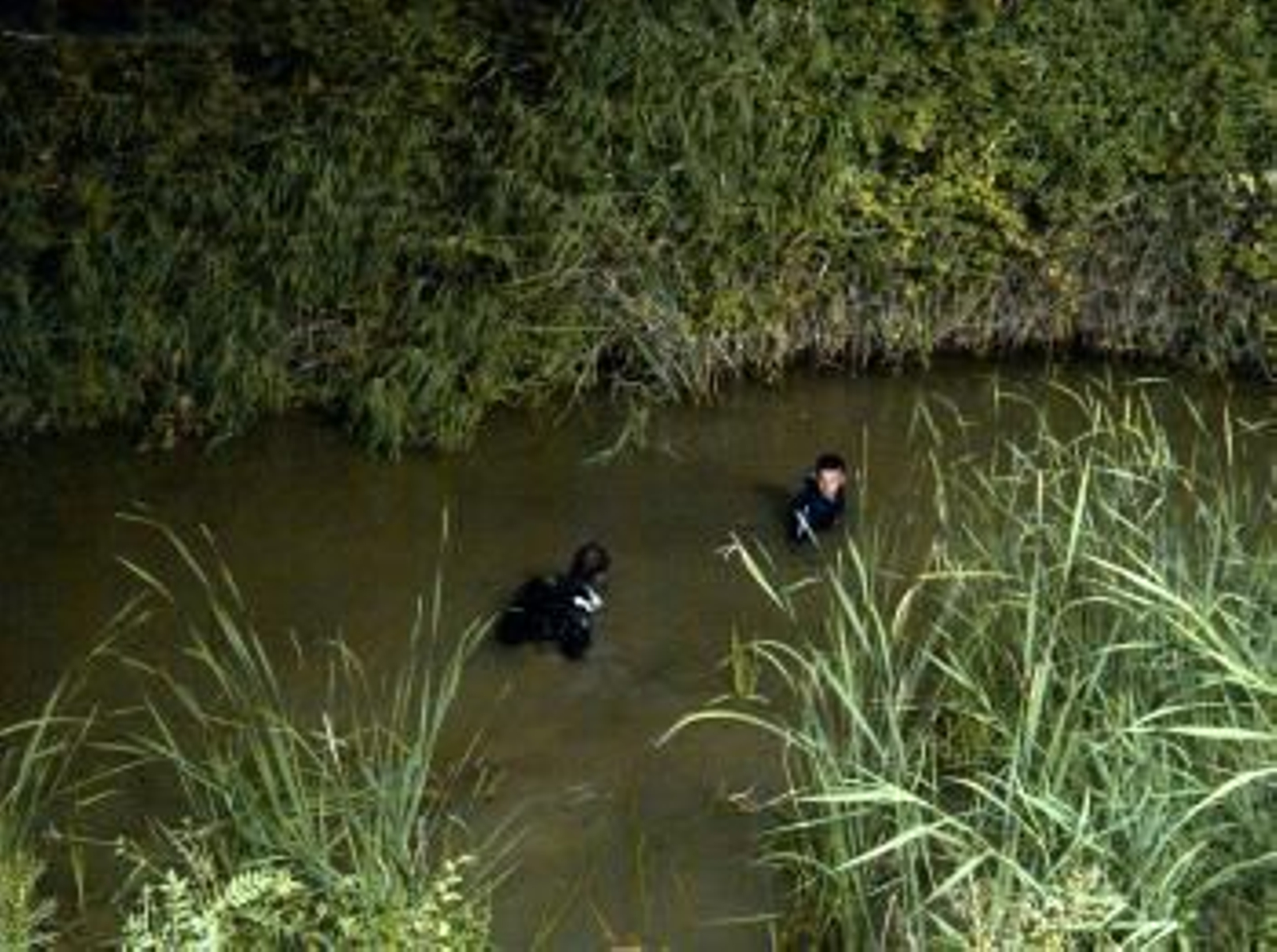 Bomberos buscan los cadáveres de los fallecidos en el accidente de tráfico.