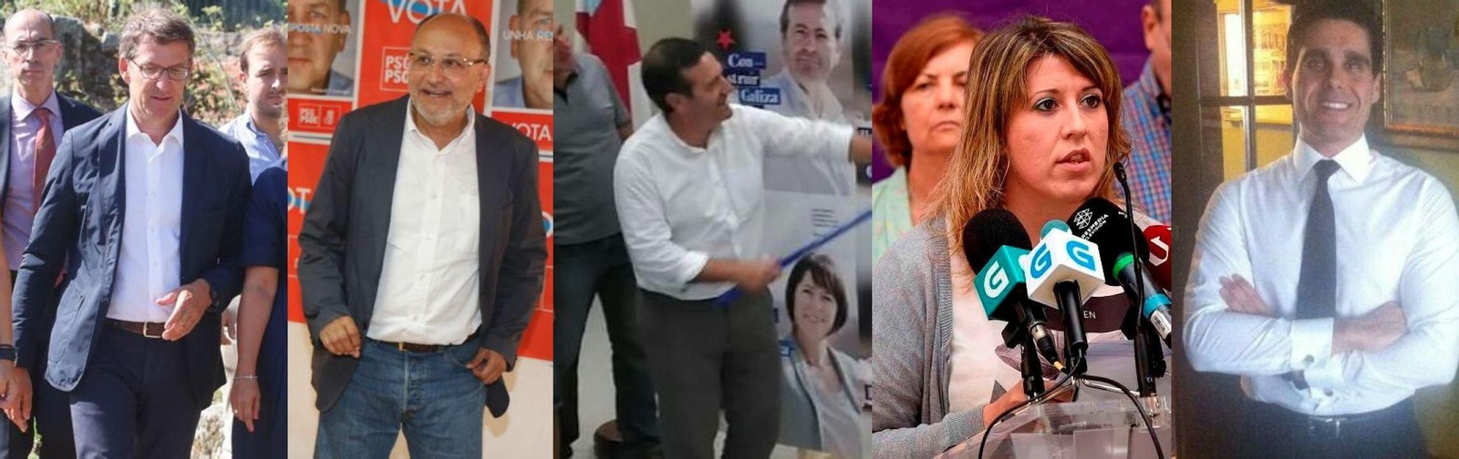 Núñez Feijóo encabeza el PP., Abel Losada, del PSOE., Luis Bará, de BNG., Carmen Santos, de Marea. y Antonio Lara, de Ciudadanos.