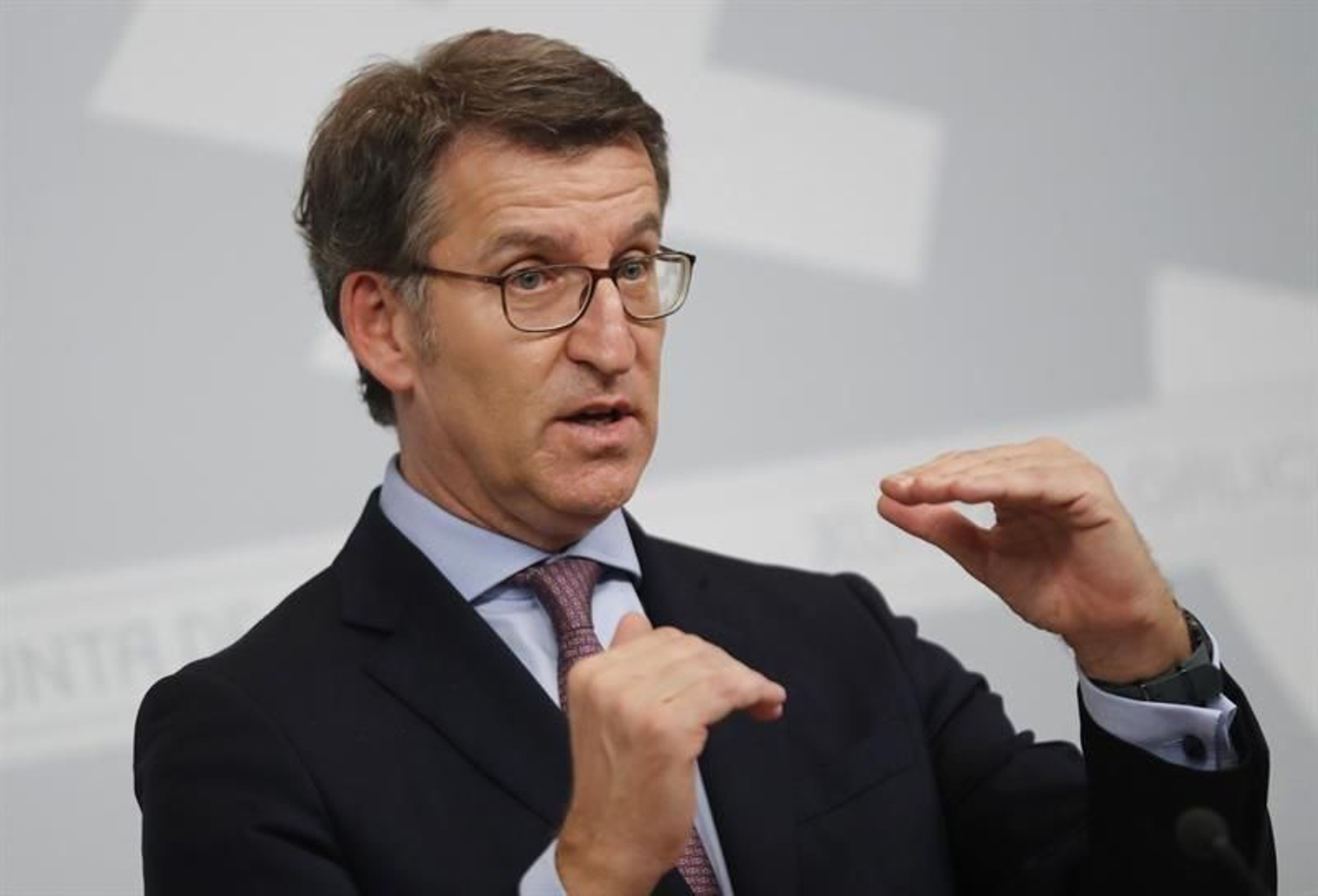 Núñez Feijóo, en la rueda de prensa posterior al Consello.