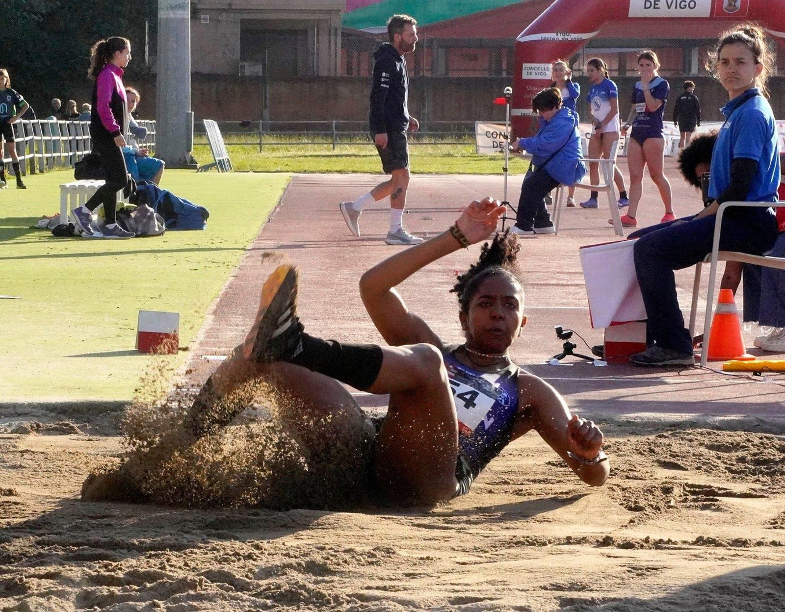 Triple salto, prueba del Gran Premio Cidade de Vigo de atletismo.