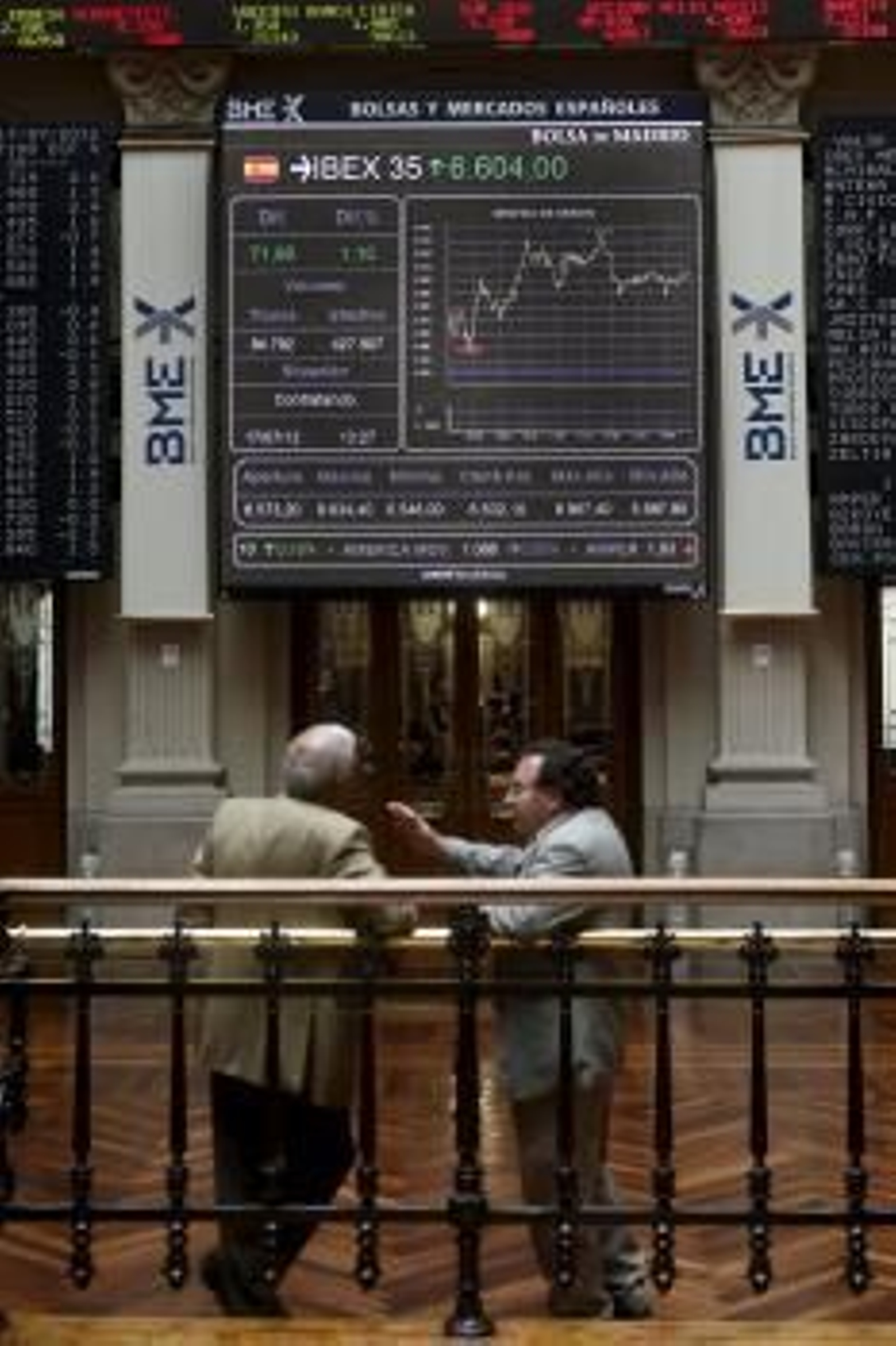 Panel de cotización en la Bolsa de Madrid del Ibex 35 (Foto: EFE)