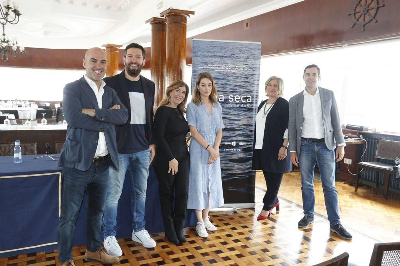 José Amaral (SP-i), Alfonso Blanco (director da serie), Isabel Correira (RTP), Victoria Guerra (actriz), Rosa Vilas (TVG) e Jacobo Sutil (Agadic), onte.