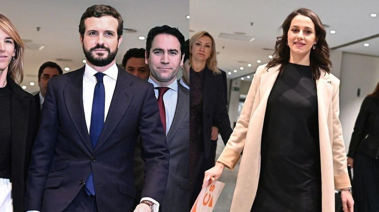 Pablo Casado e Inés Arrimadas, tras sus reuniones con el presidente del Gobierno en funciones