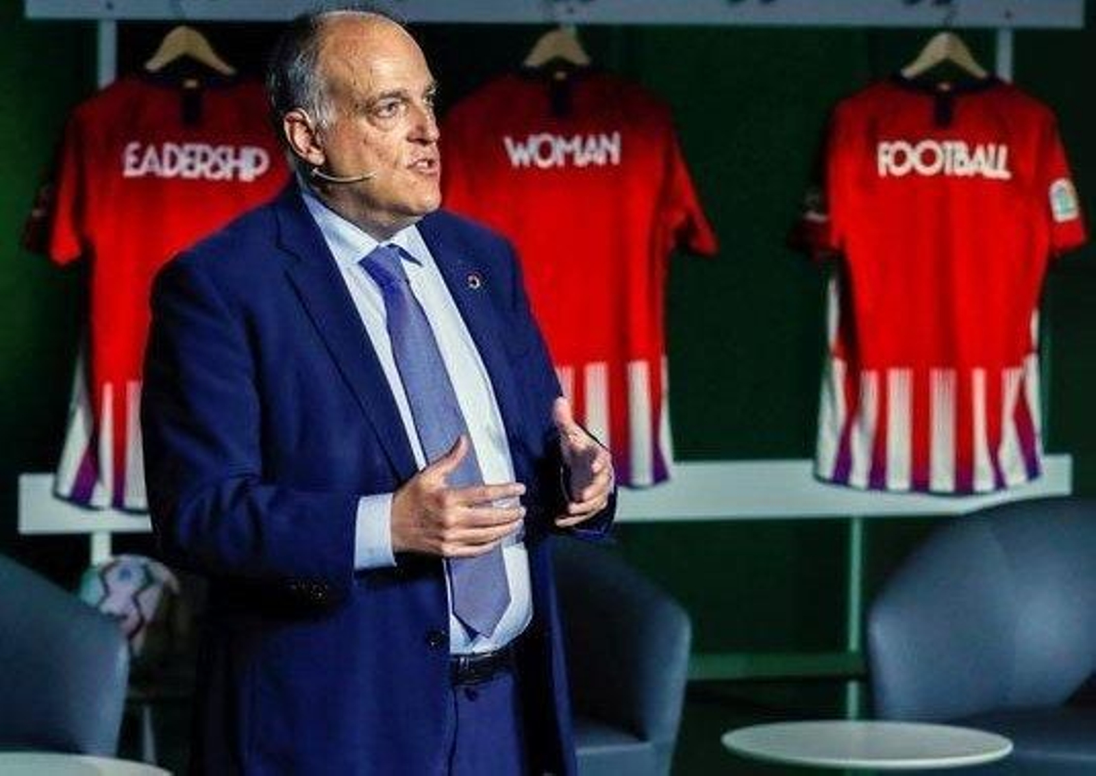 Javier Tebas, ayer, en un congreso sobre fútbol femenino.