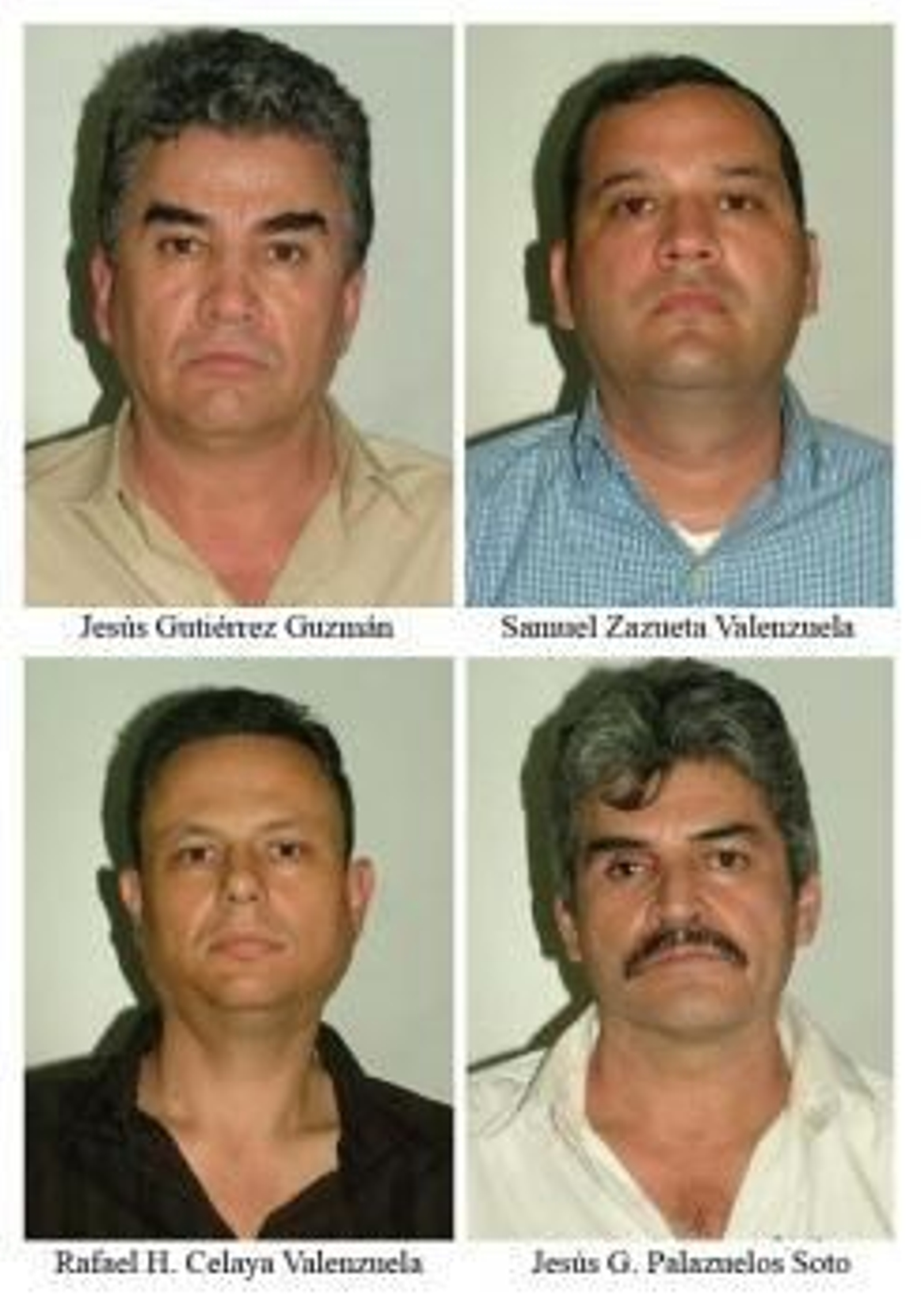 Jesús Gutiérrez Guzmán -primo hermano del 'El Chapo'-, Samuel Zazueta Valenzuela, Rafael Humberto Celaya Valenzuela y Jesús Gonzalo Palazuelos Soto