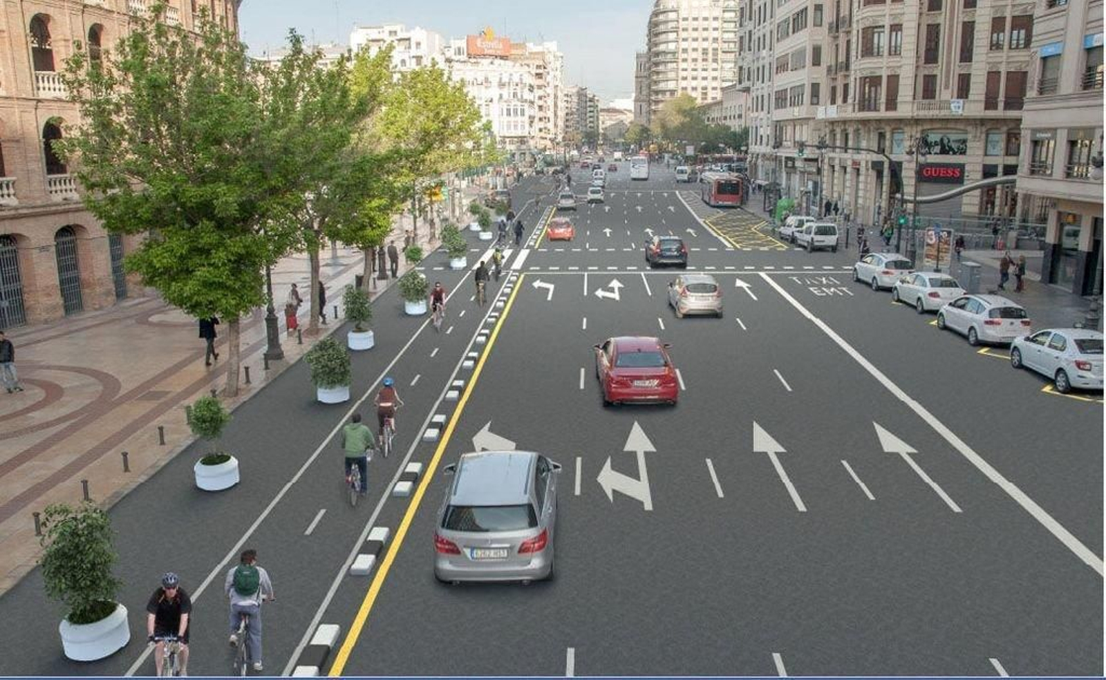 Imagen del Anillo Ciclista de Valencia donde se incorporarán carriles compartidos.