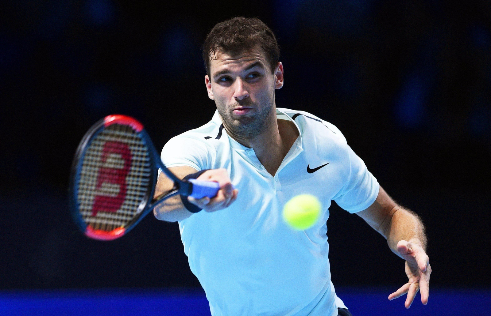Dimitrov, durante el partido que le enfrentó ayer a Thiem.