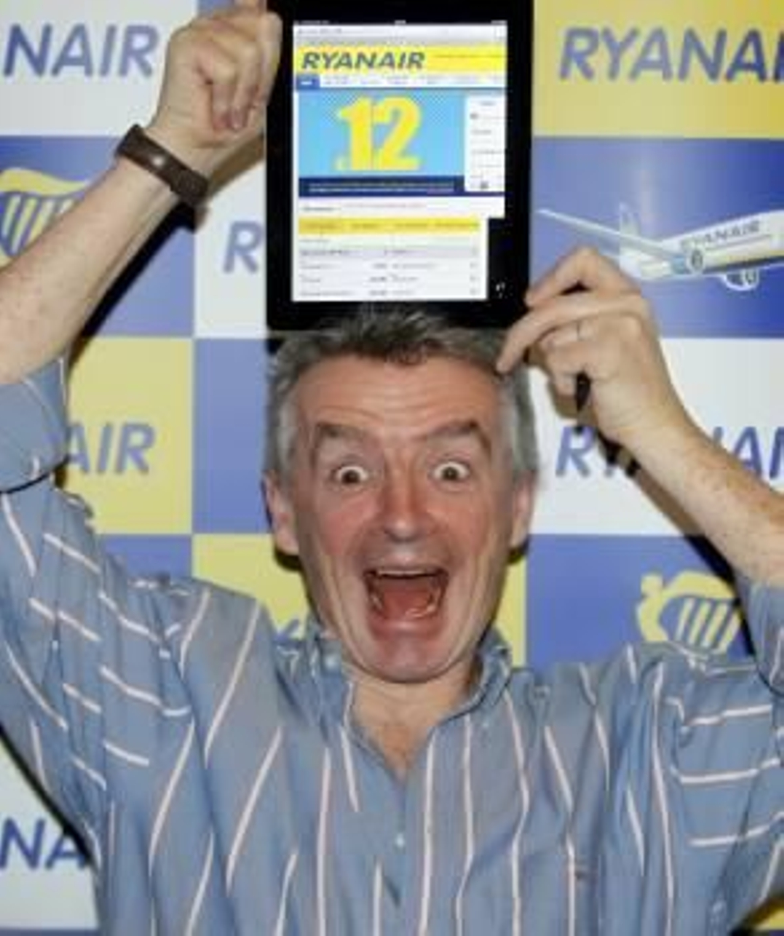 El presidente de Ryanair, Michael O'Leary, durante le anuncio de seis nuevas rutas desde el aeropuerto de El Prat  (Foto: EFE)