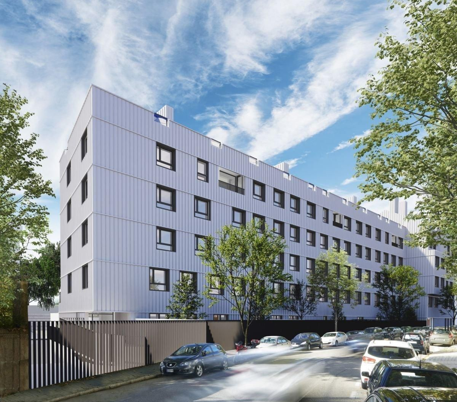 Uno de los edificios en construcción en Alcabre, que sigue ganando población.