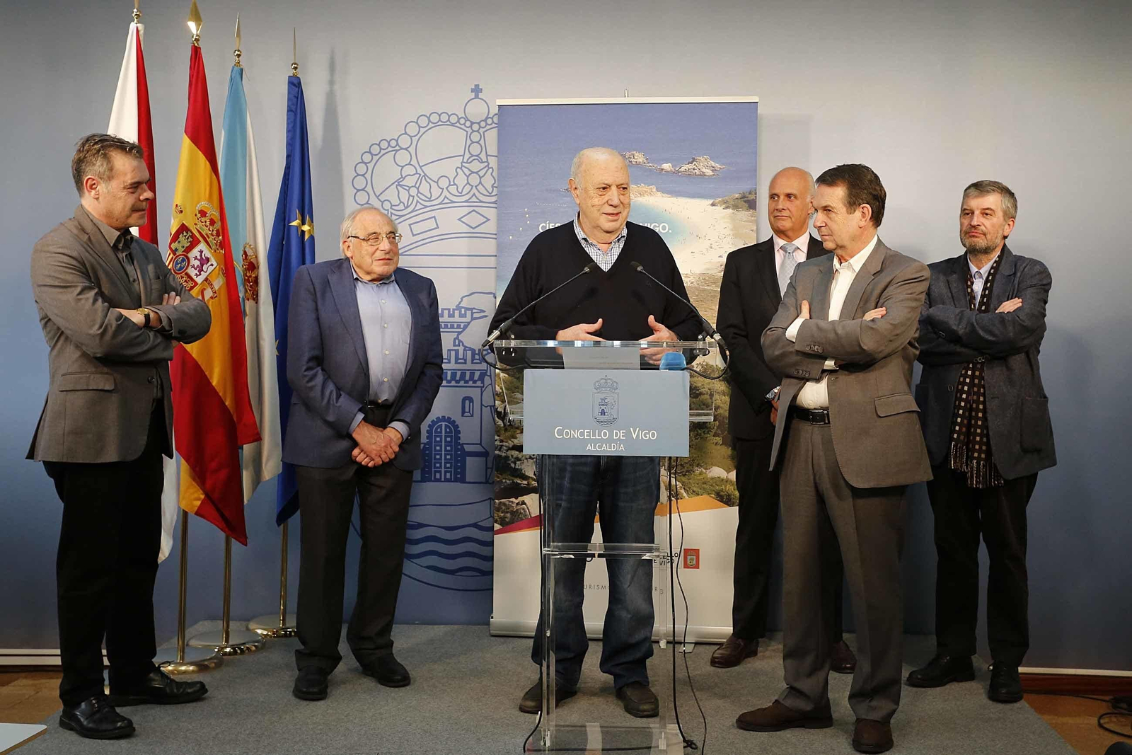 Méndez Ferrín con Abel Caballero, onte no Concello.