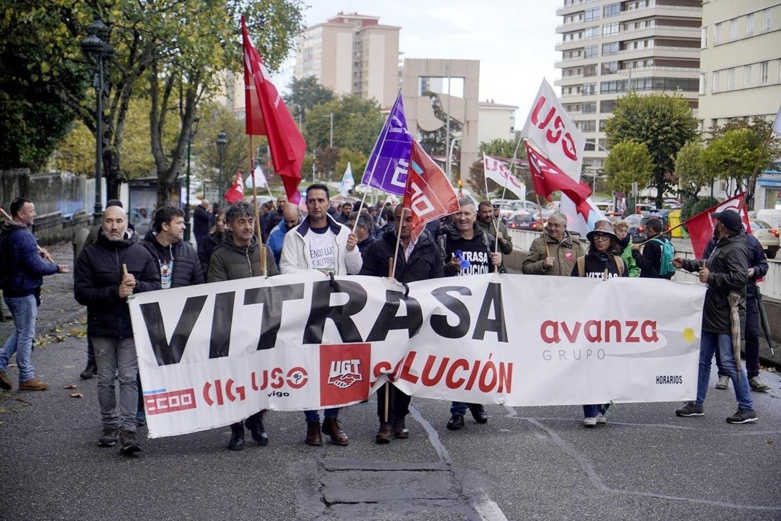 Manifestación de empleados de Vitrasa.