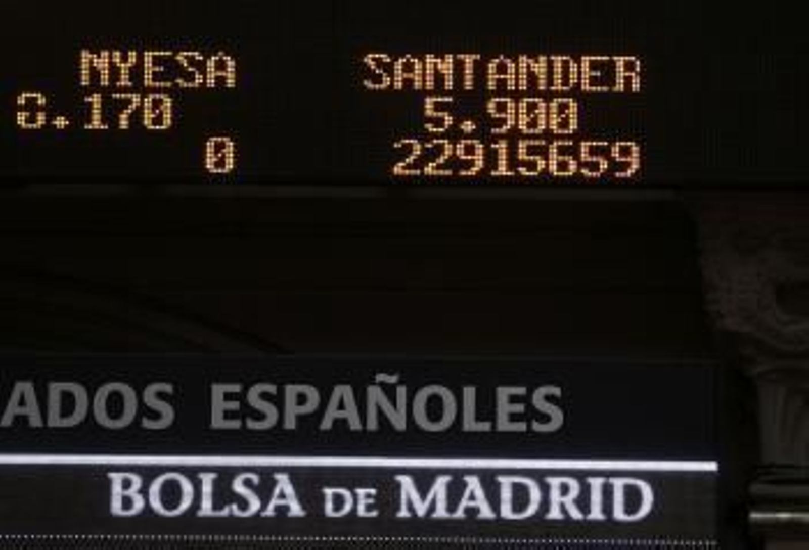 Panel en la bolsa de Madrid