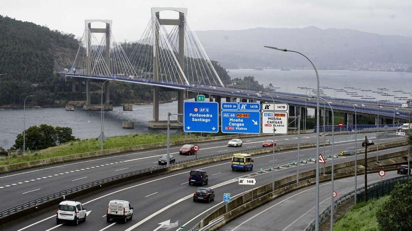 El puente de Rande, símbolo de la autopista del Atlántico AP-9 y su tramo más utilizado.